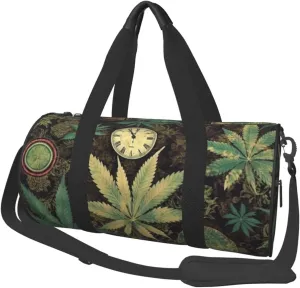 Sports Gym Bag for Women Men Travel Duffel Bag Tote A Puff in Time Weed Marijuana Weekender Bag Canvas Carry on Overnight Bag for Travel Swimming Fitness Workout Sports Duffle Bag