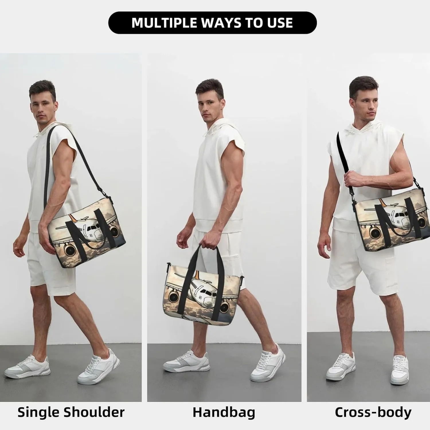 Sports Gym Bag for Women Men Travel Duffel Bag Tote Airplane Flying Weekender Bag Canvas Carry on Overnight Bag for Travel Swimming Fitness Workout Sports Duffle Bag