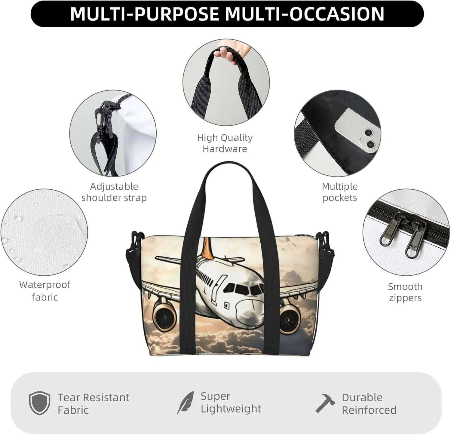 Sports Gym Bag for Women Men Travel Duffel Bag Tote Airplane Flying Weekender Bag Canvas Carry on Overnight Bag for Travel Swimming Fitness Workout Sports Duffle Bag