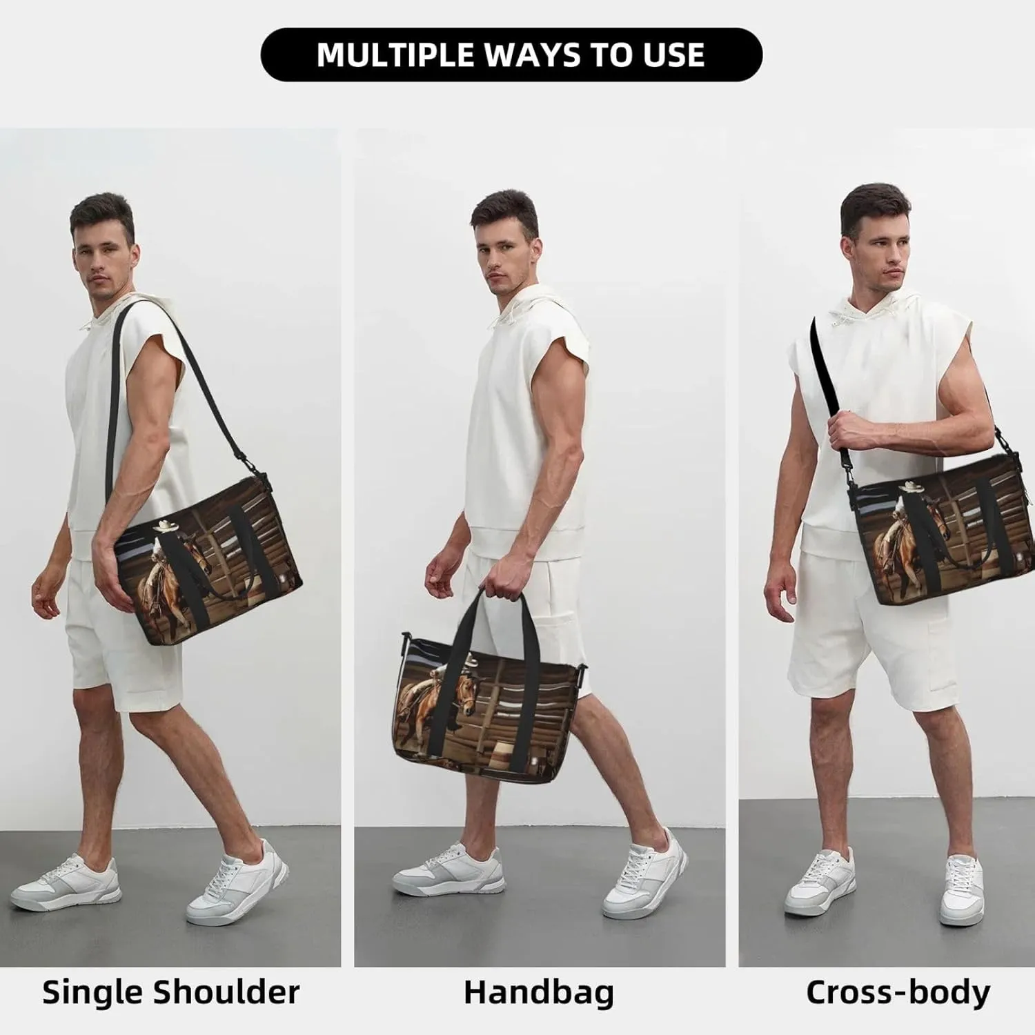 Sports Gym Bag for Women Men Travel Duffel Bag Tote American West Rodeo Weekender Bag Canvas Carry on Overnight Bag for Travel Swimming Fitness Workout Sports Duffle Bag
