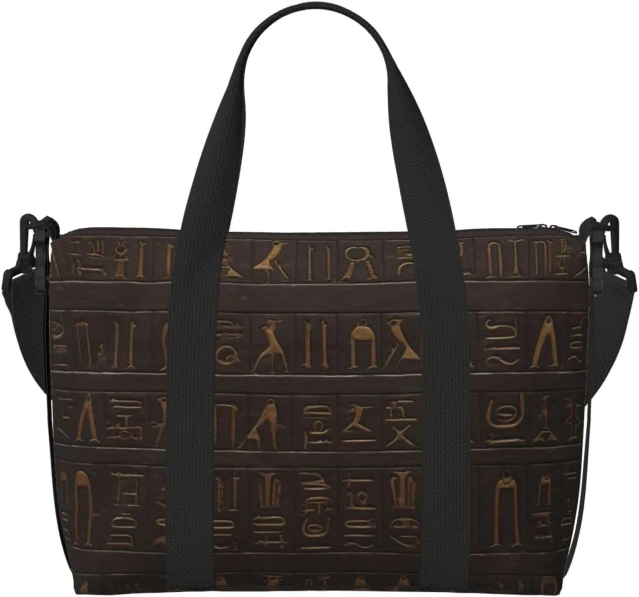 Sports Gym Bag for Women Men Travel Duffel Bag Tote Ancient Egyptian Hieroglyph Weekender Bag Canvas Carry on Overnight Bag for Travel Swimming Fitness Workout Sports Duffle Bag