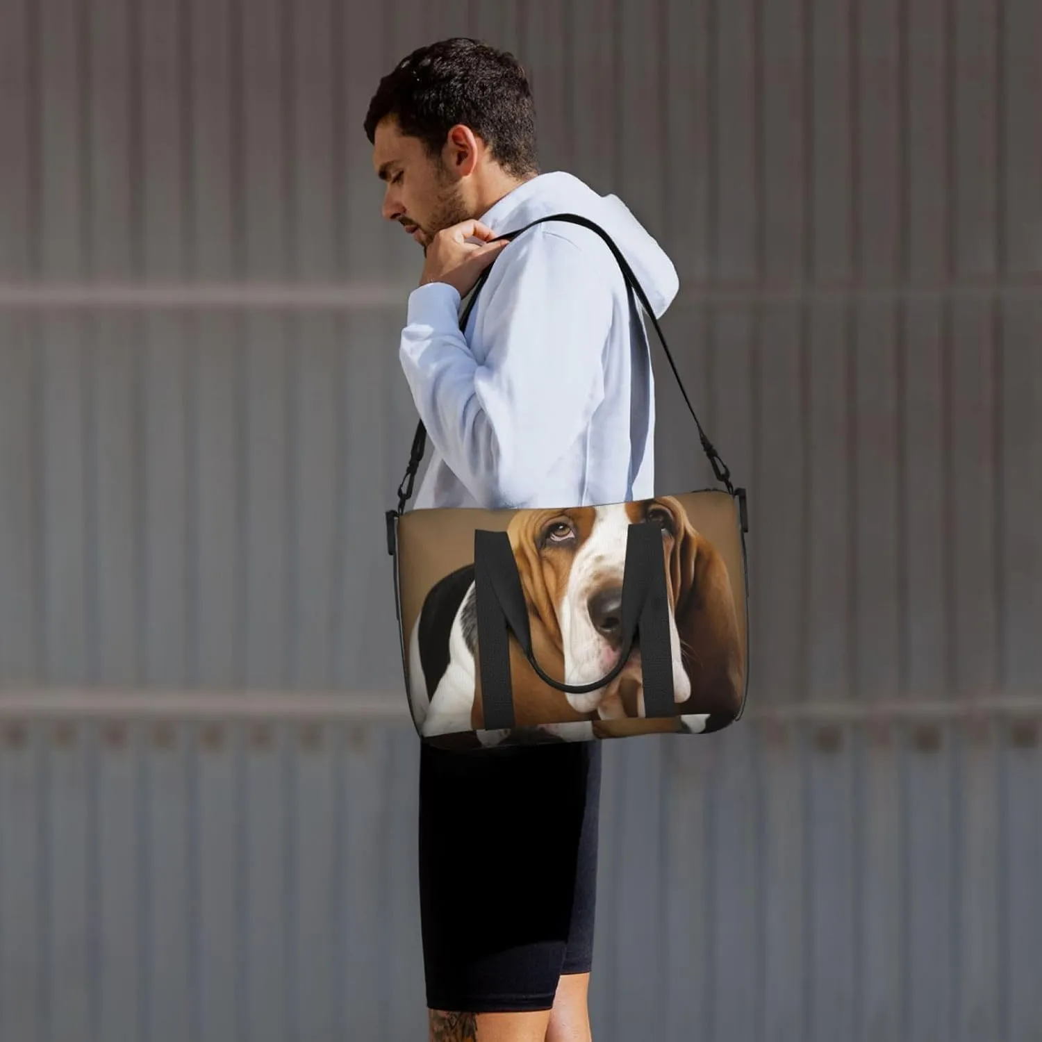 Sports Gym Bag for Women Men Travel Duffel Bag Tote Basset Hound Weekender Bag Canvas Carry on Overnight Bag for Travel Swimming Fitness Workout Sports Duffle Bag