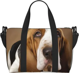 Sports Gym Bag for Women Men Travel Duffel Bag Tote Basset Hound Weekender Bag Canvas Carry on Overnight Bag for Travel Swimming Fitness Workout Sports Duffle Bag
