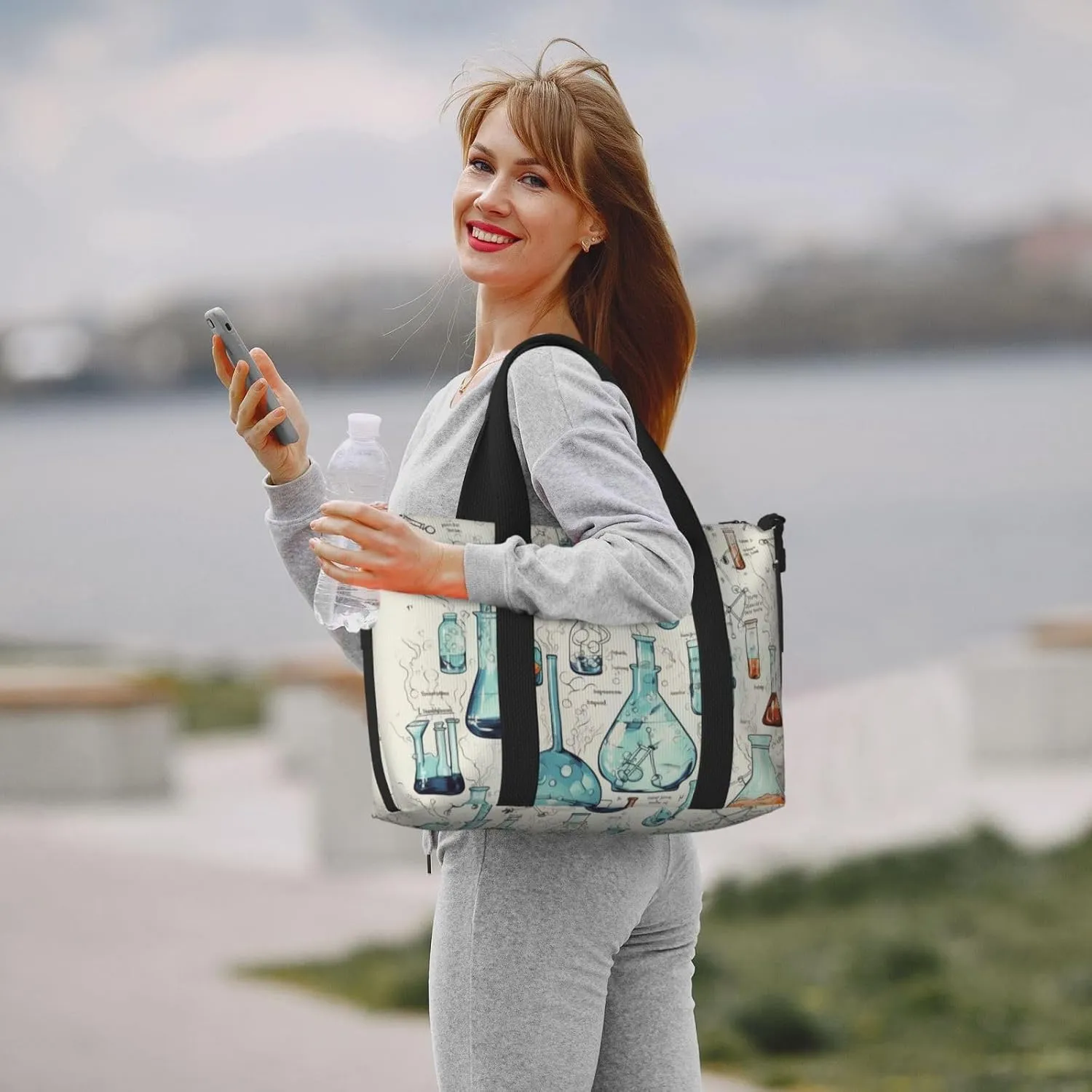 Sports Gym Bag for Women Men Travel Duffel Bag Tote Chemistry Print Weekender Bag Canvas Carry on Overnight Bag for Travel Swimming Fitness Workout Sports Duffle Bag