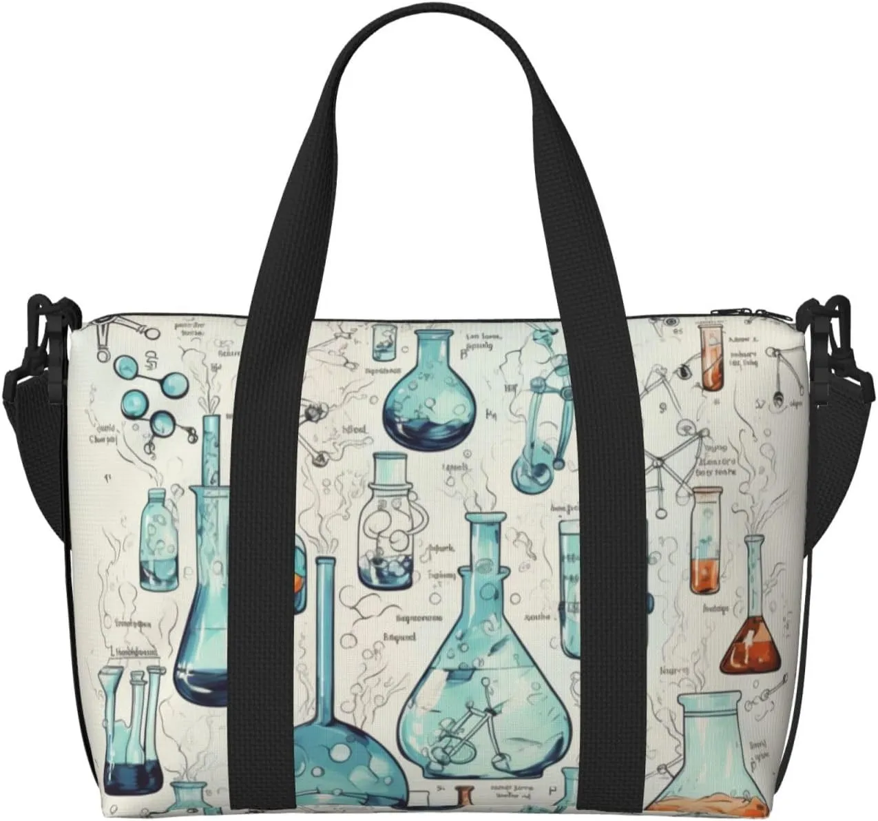 Sports Gym Bag for Women Men Travel Duffel Bag Tote Chemistry Print Weekender Bag Canvas Carry on Overnight Bag for Travel Swimming Fitness Workout Sports Duffle Bag