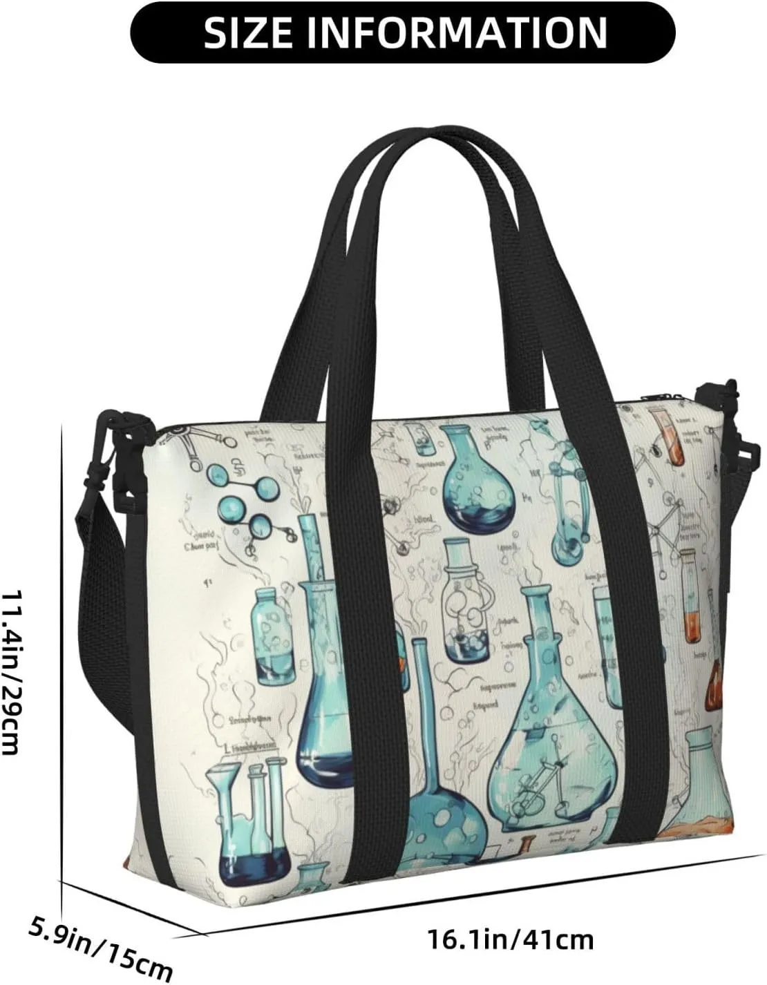 Sports Gym Bag for Women Men Travel Duffel Bag Tote Chemistry Print Weekender Bag Canvas Carry on Overnight Bag for Travel Swimming Fitness Workout Sports Duffle Bag