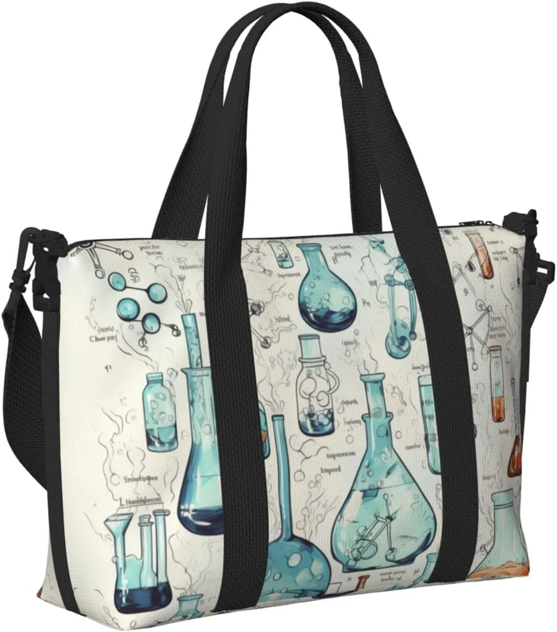Sports Gym Bag for Women Men Travel Duffel Bag Tote Chemistry Print Weekender Bag Canvas Carry on Overnight Bag for Travel Swimming Fitness Workout Sports Duffle Bag