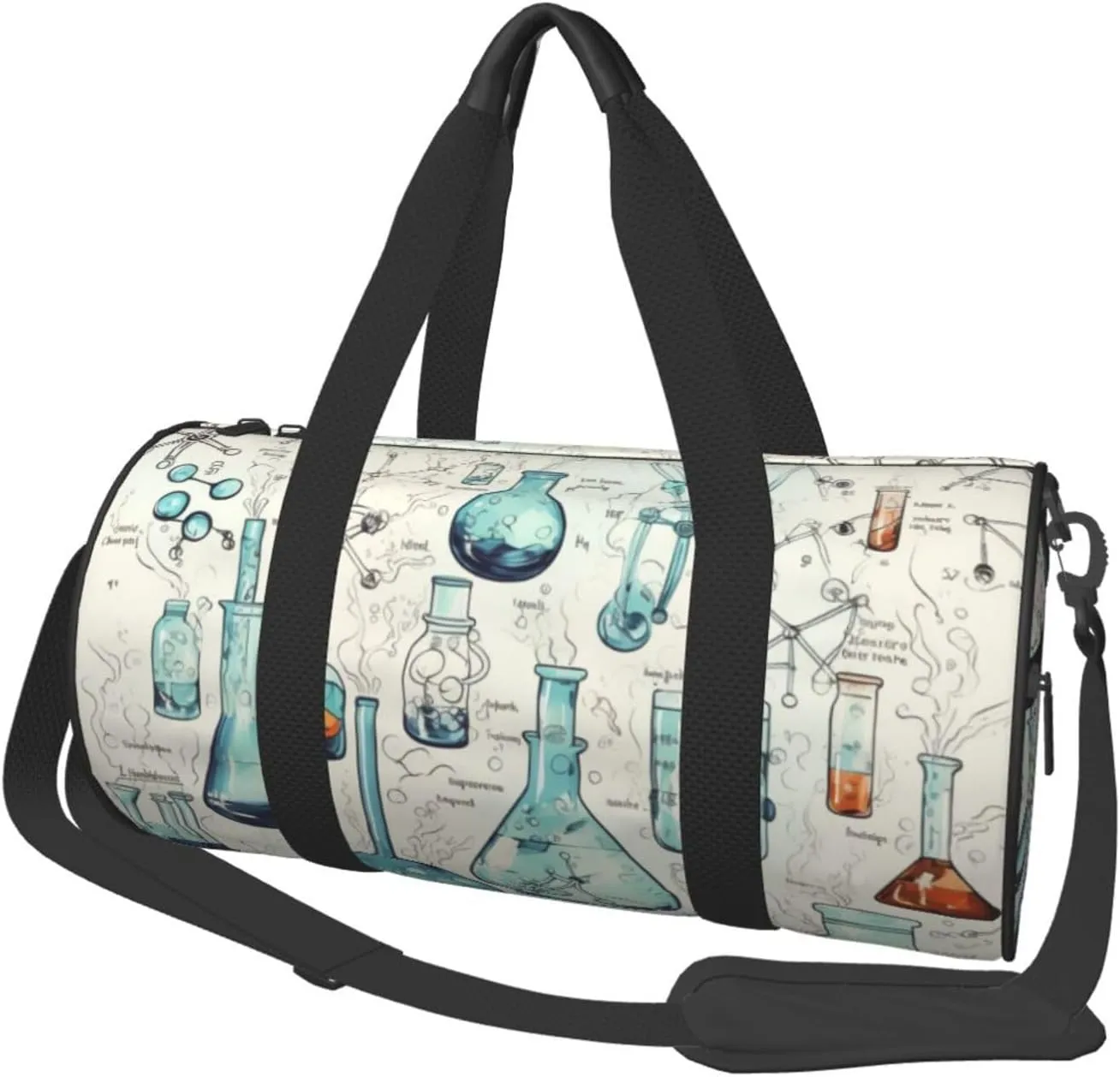 Sports Gym Bag for Women Men Travel Duffel Bag Tote Chemistry Print Weekender Bag Canvas Carry on Overnight Bag for Travel Swimming Fitness Workout Sports Duffle Bag