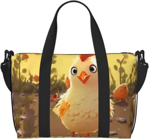 Sports Gym Bag for Women Men Travel Duffel Bag Tote Chicken Chick Weekender Bag Canvas Carry on Overnight Bag for Travel Swimming Fitness Workout Sports Duffle Bag