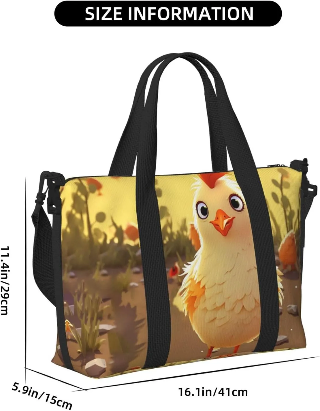 Sports Gym Bag for Women Men Travel Duffel Bag Tote Chicken Chick Weekender Bag Canvas Carry on Overnight Bag for Travel Swimming Fitness Workout Sports Duffle Bag