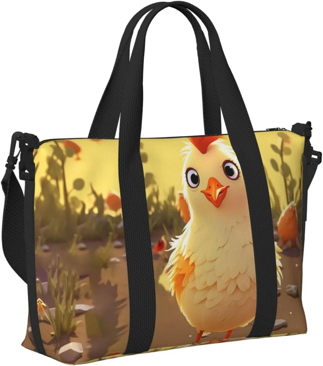 Sports Gym Bag for Women Men Travel Duffel Bag Tote Chicken Chick Weekender Bag Canvas Carry on Overnight Bag for Travel Swimming Fitness Workout Sports Duffle Bag