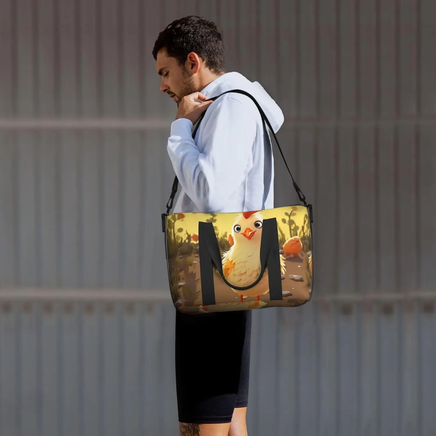 Sports Gym Bag for Women Men Travel Duffel Bag Tote Chicken Chick Weekender Bag Canvas Carry on Overnight Bag for Travel Swimming Fitness Workout Sports Duffle Bag