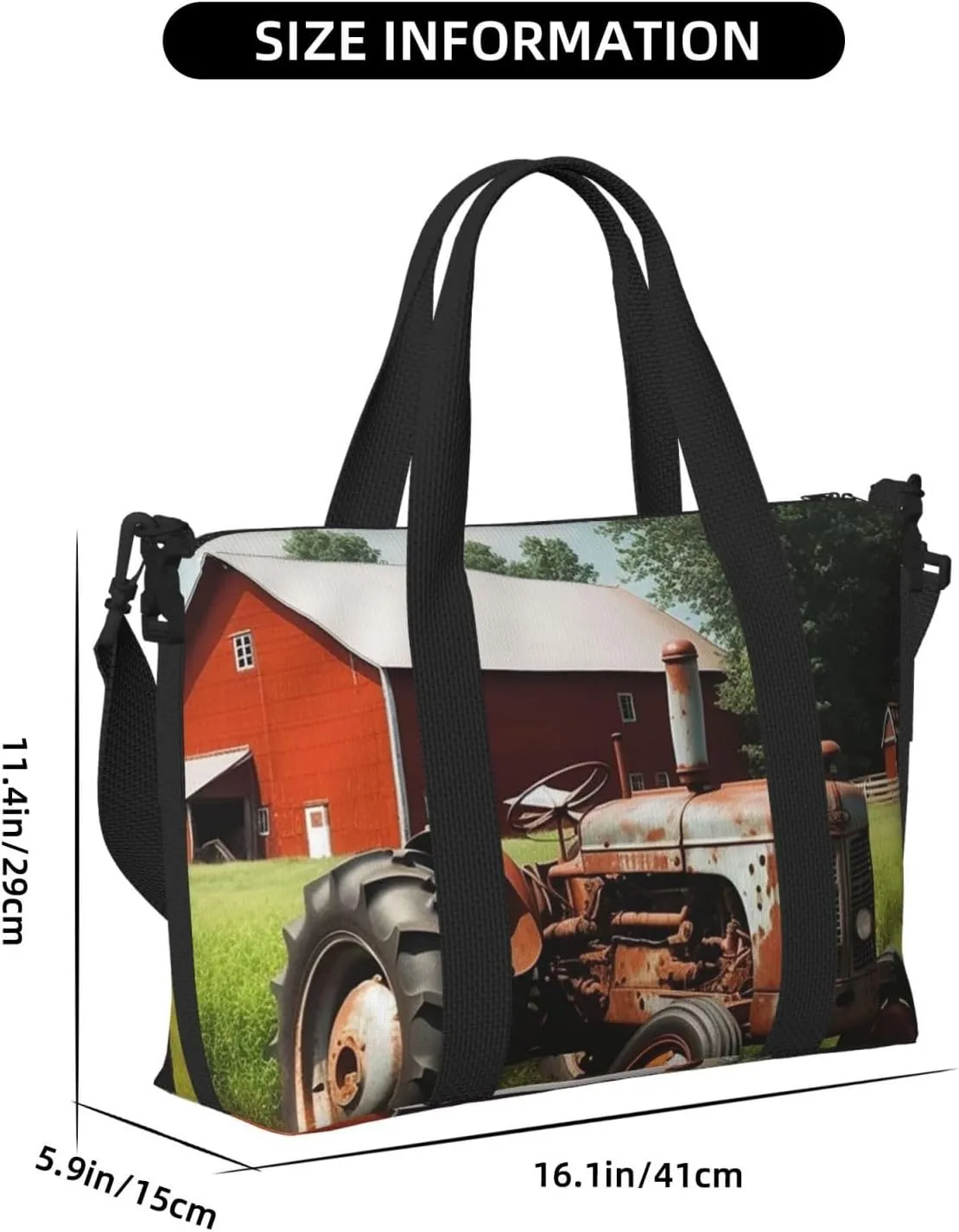 Sports Gym Bag for Women Men Travel Duffel Bag Tote Company Farm Tractor Weekender Bag Canvas Carry on Overnight Bag for Travel Swimming Fitness Workout Sports Duffle Bag