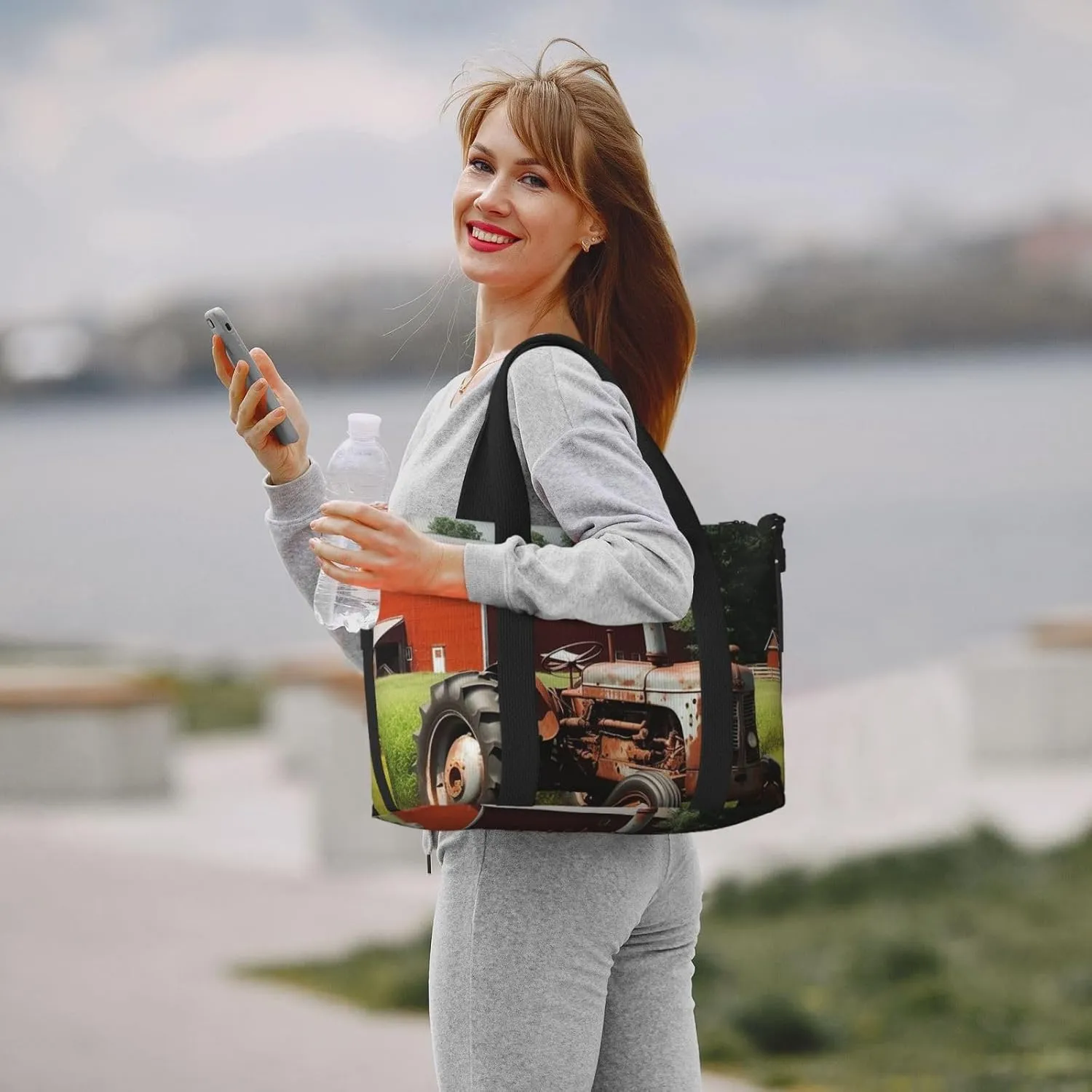 Sports Gym Bag for Women Men Travel Duffel Bag Tote Company Farm Tractor Weekender Bag Canvas Carry on Overnight Bag for Travel Swimming Fitness Workout Sports Duffle Bag