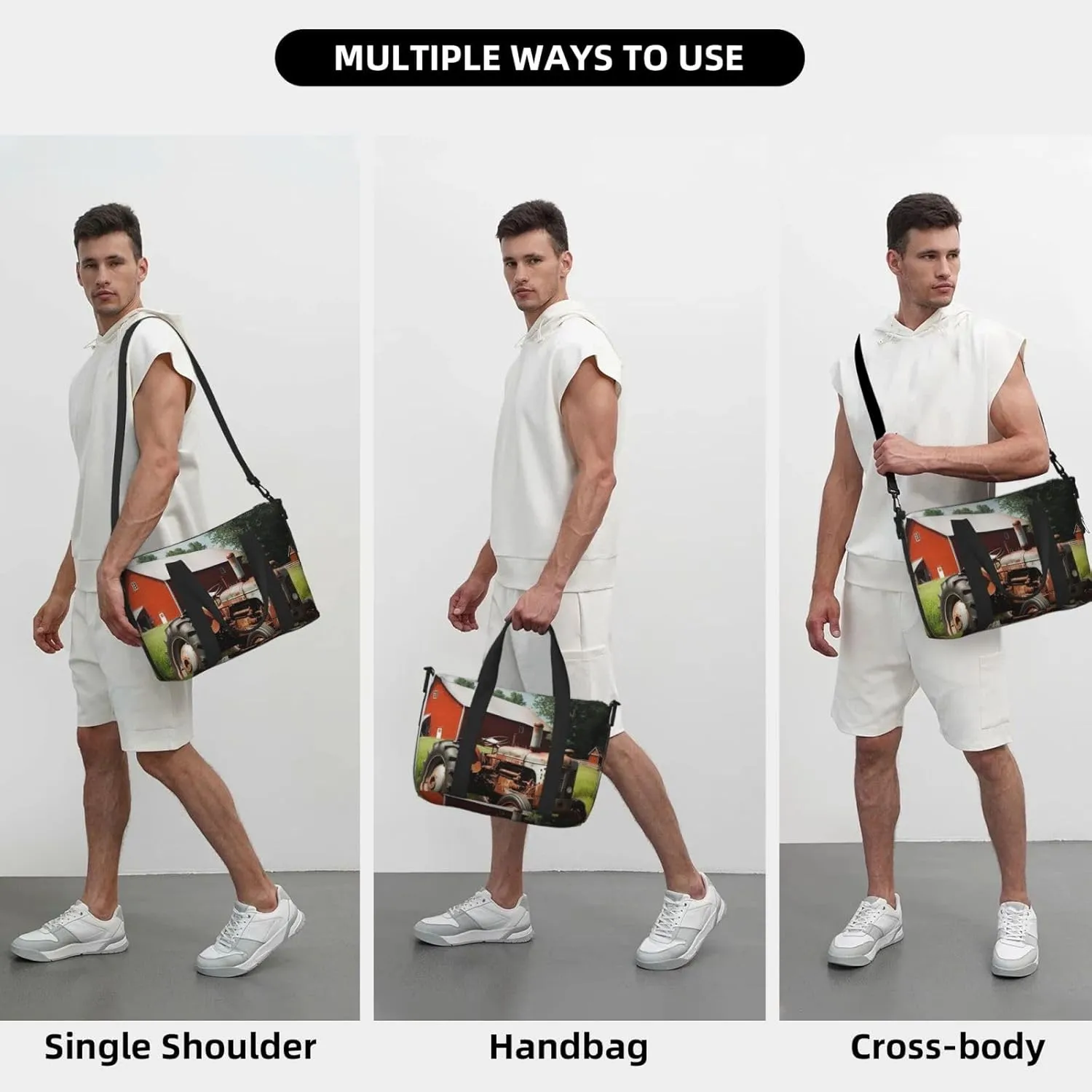 Sports Gym Bag for Women Men Travel Duffel Bag Tote Company Farm Tractor Weekender Bag Canvas Carry on Overnight Bag for Travel Swimming Fitness Workout Sports Duffle Bag