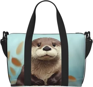 Sports Gym Bag for Women Men Travel Duffel Bag Tote Cute otter Weekender Bag Canvas Carry on Overnight Bag for Travel Swimming Fitness Workout Sports Duffle Bag