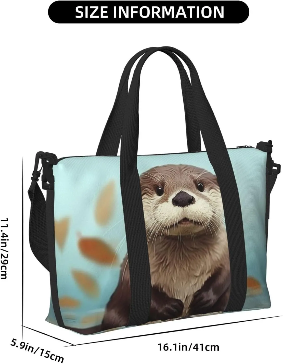 Sports Gym Bag for Women Men Travel Duffel Bag Tote Cute otter Weekender Bag Canvas Carry on Overnight Bag for Travel Swimming Fitness Workout Sports Duffle Bag