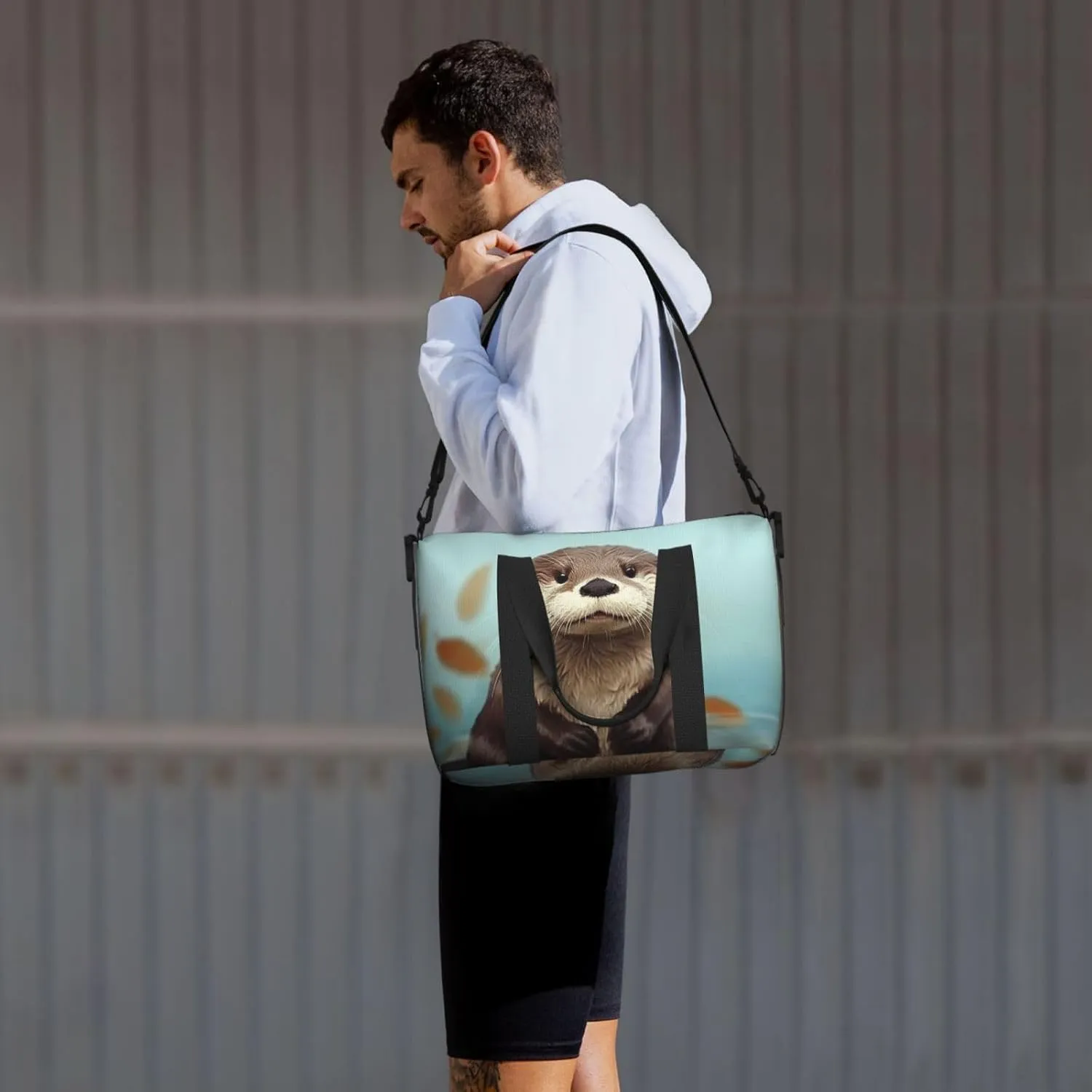 Sports Gym Bag for Women Men Travel Duffel Bag Tote Cute otter Weekender Bag Canvas Carry on Overnight Bag for Travel Swimming Fitness Workout Sports Duffle Bag