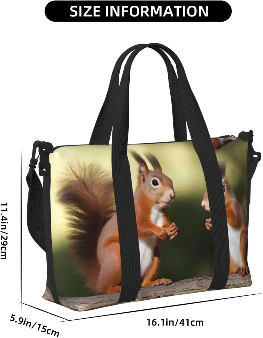 Sports Gym Bag for Women Men Travel Duffel Bag Tote Cute Squirrels Weekender Bag Canvas Carry on Overnight Bag for Travel Swimming Fitness Workout Sports Duffle Bag