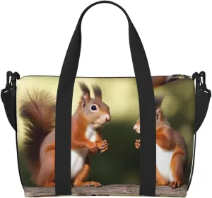 Sports Gym Bag for Women Men Travel Duffel Bag Tote Cute Squirrels Weekender Bag Canvas Carry on Overnight Bag for Travel Swimming Fitness Workout Sports Duffle Bag