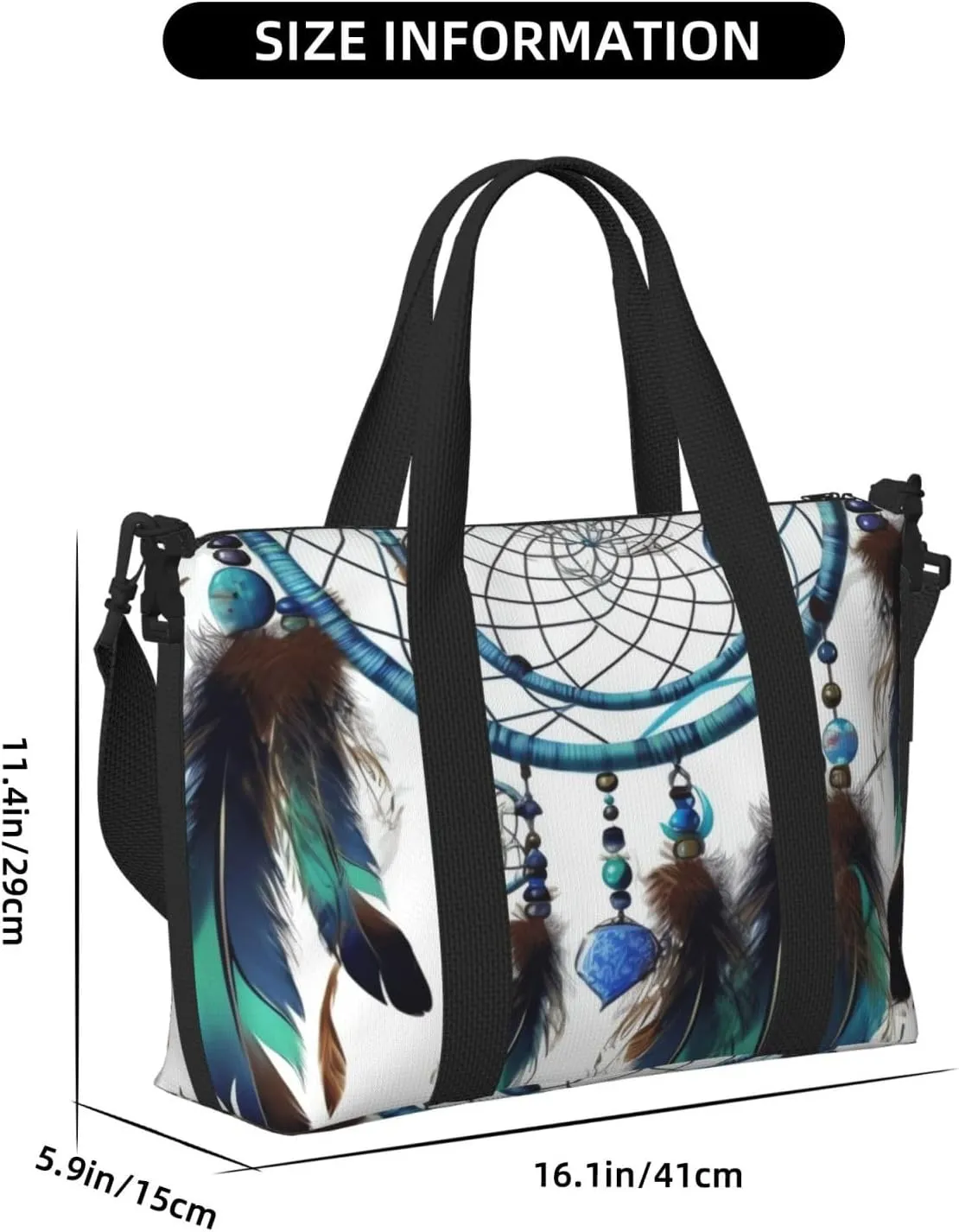 Sports Gym Bag for Women Men Travel Duffel Bag Tote Native American Dream Catcher Weekender Bag Canvas Carry on Overnight Bag for Travel Swimming Fitness Workout Sports Duffle Bag
