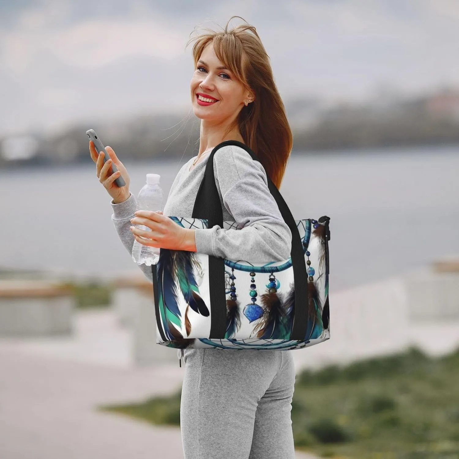 Sports Gym Bag for Women Men Travel Duffel Bag Tote Native American Dream Catcher Weekender Bag Canvas Carry on Overnight Bag for Travel Swimming Fitness Workout Sports Duffle Bag