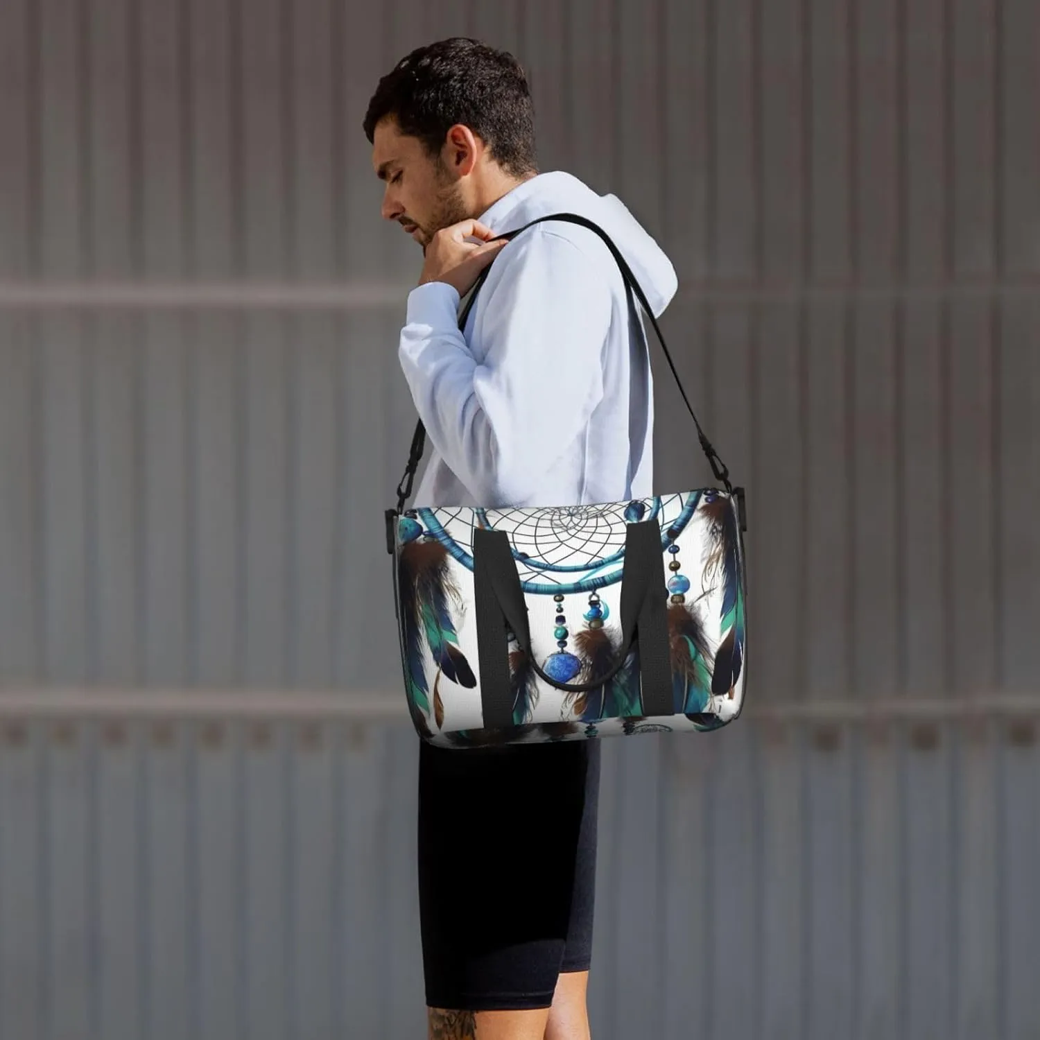 Sports Gym Bag for Women Men Travel Duffel Bag Tote Native American Dream Catcher Weekender Bag Canvas Carry on Overnight Bag for Travel Swimming Fitness Workout Sports Duffle Bag