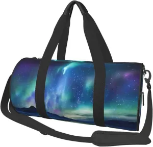 Sports Gym Bag for Women Men Travel Duffel Bag Tote Northern Lights Weekender Bag Canvas Carry on Overnight Bag for Travel Swimming Fitness Workout Sports Duffle Bag