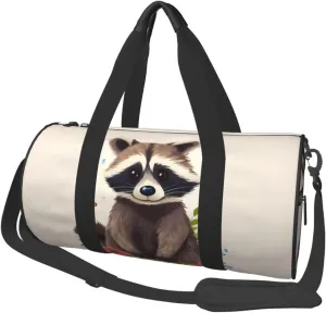 Sports Gym Bag for Women Men Travel Duffel Bag Tote raccoon Weekender Bag Canvas Carry on Overnight Bag for Travel Swimming Fitness Workout Sports Duffle Bag