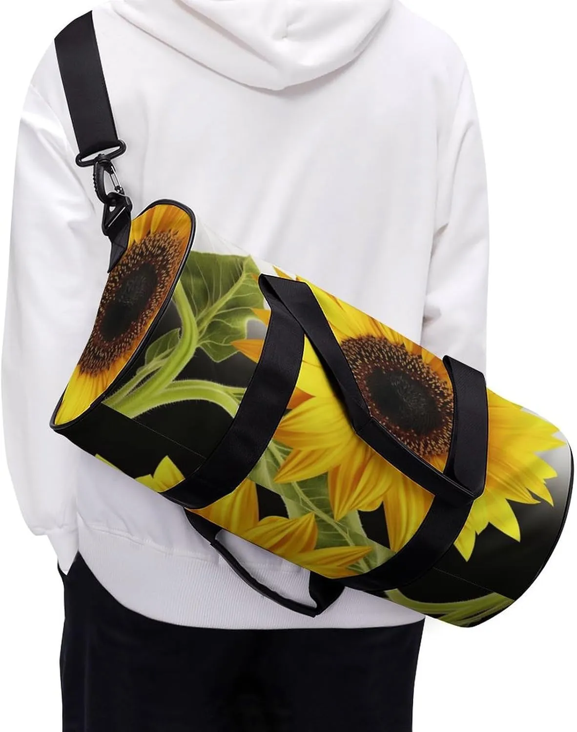 Sports Gym Bag for Women Men Travel Duffel Bag Tote Weekender Bag Flower Sunflower Carry on Overnight Bag for Travel Swimming Fitness Workout Sports Duffle Bag