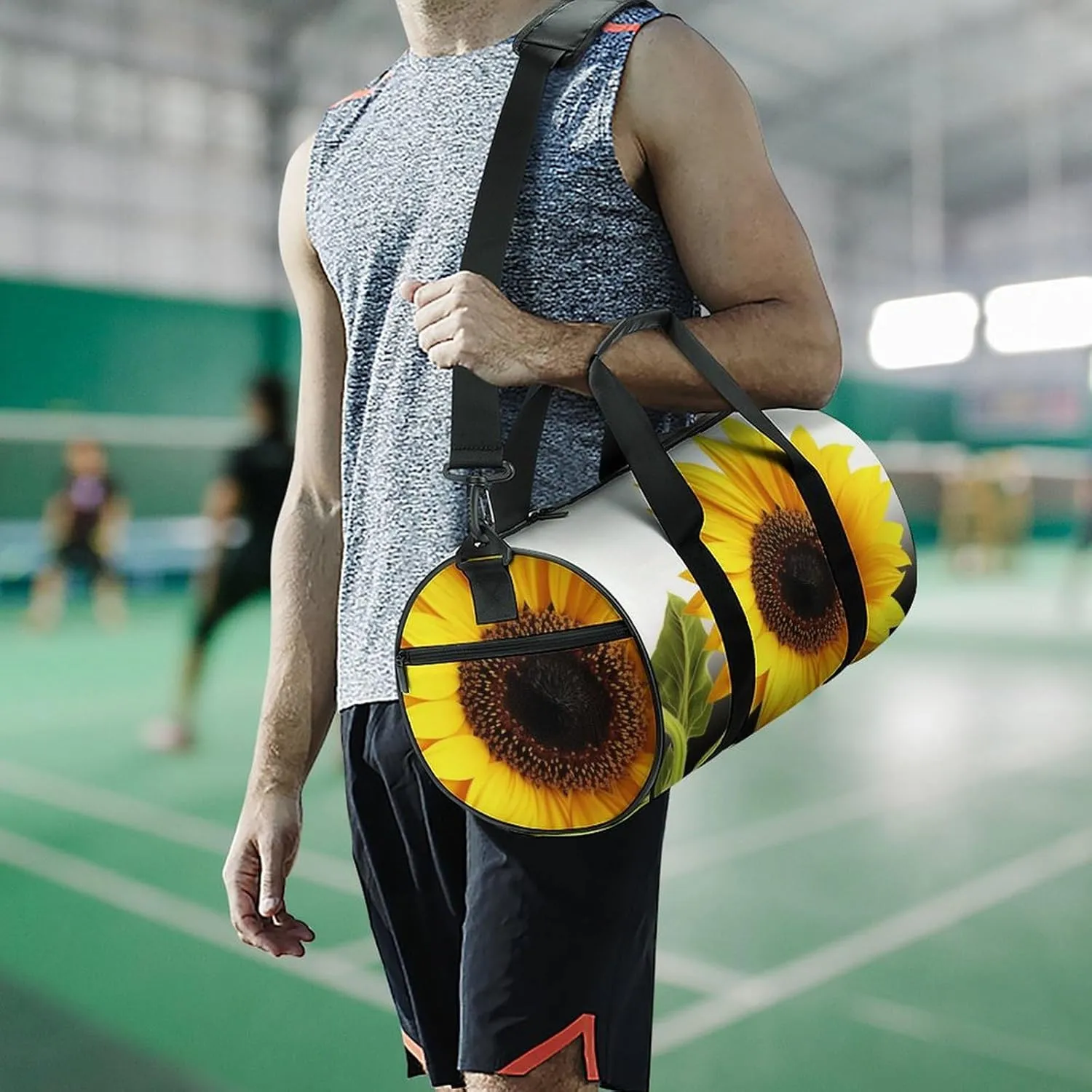 Sports Gym Bag for Women Men Travel Duffel Bag Tote Weekender Bag Flower Sunflower Carry on Overnight Bag for Travel Swimming Fitness Workout Sports Duffle Bag