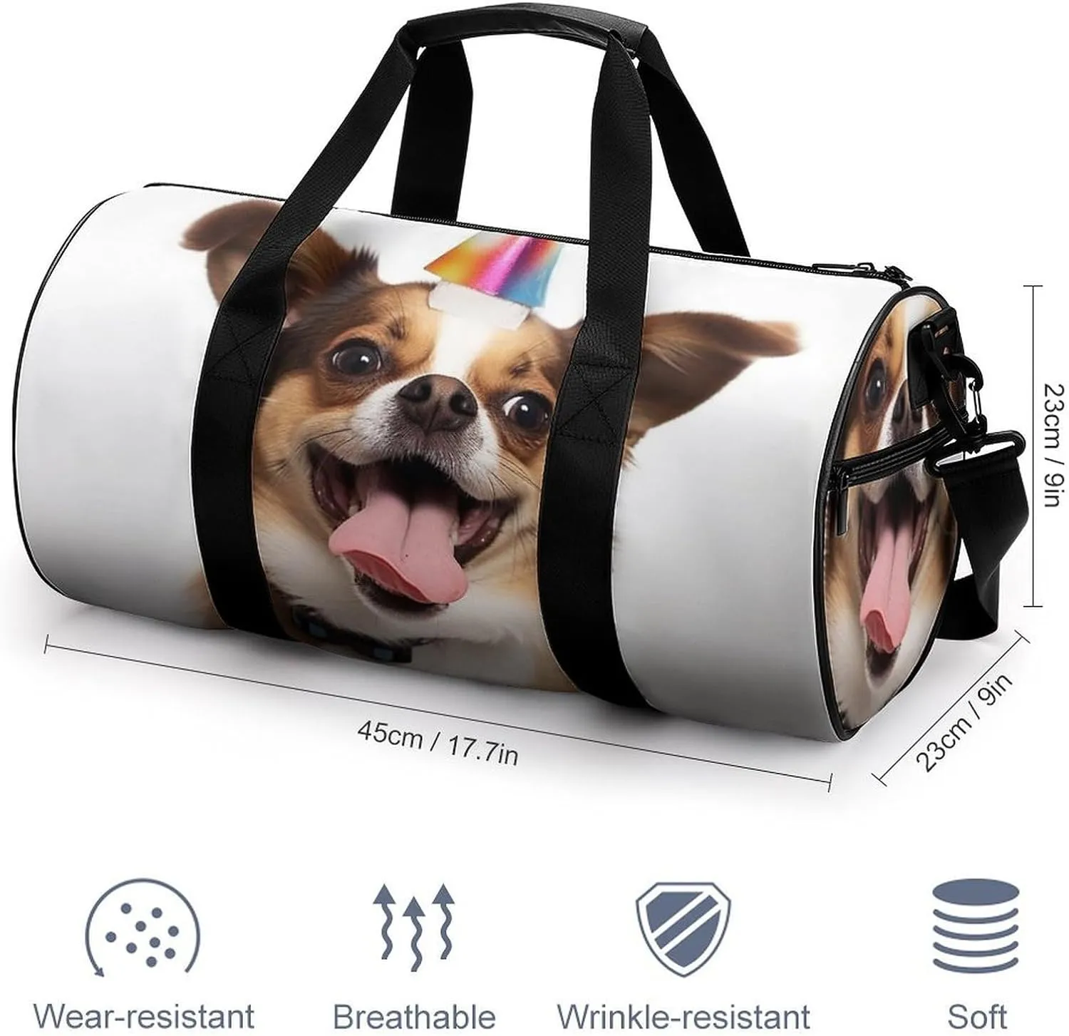 Sports Gym Bag for Women Men Travel Duffel Bag Tote Weekender Bag Funny Dog Carry on Overnight Bag for Travel Swimming Fitness Workout Sports Duffle Bag
