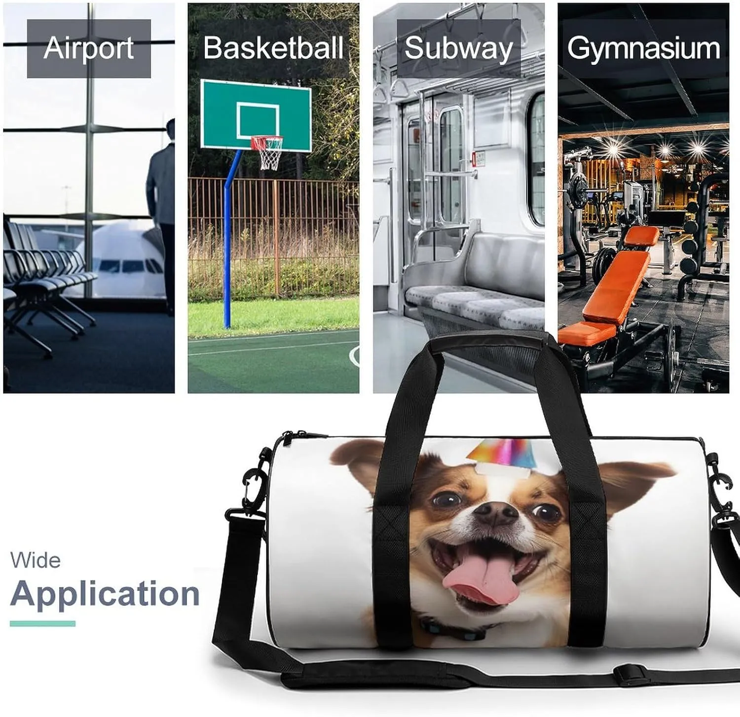 Sports Gym Bag for Women Men Travel Duffel Bag Tote Weekender Bag Funny Dog Carry on Overnight Bag for Travel Swimming Fitness Workout Sports Duffle Bag