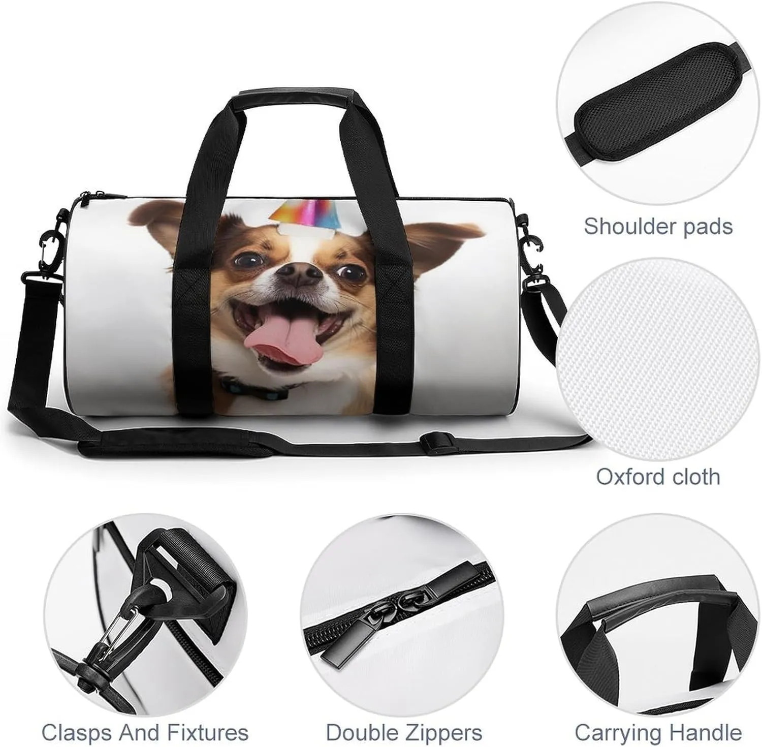 Sports Gym Bag for Women Men Travel Duffel Bag Tote Weekender Bag Funny Dog Carry on Overnight Bag for Travel Swimming Fitness Workout Sports Duffle Bag