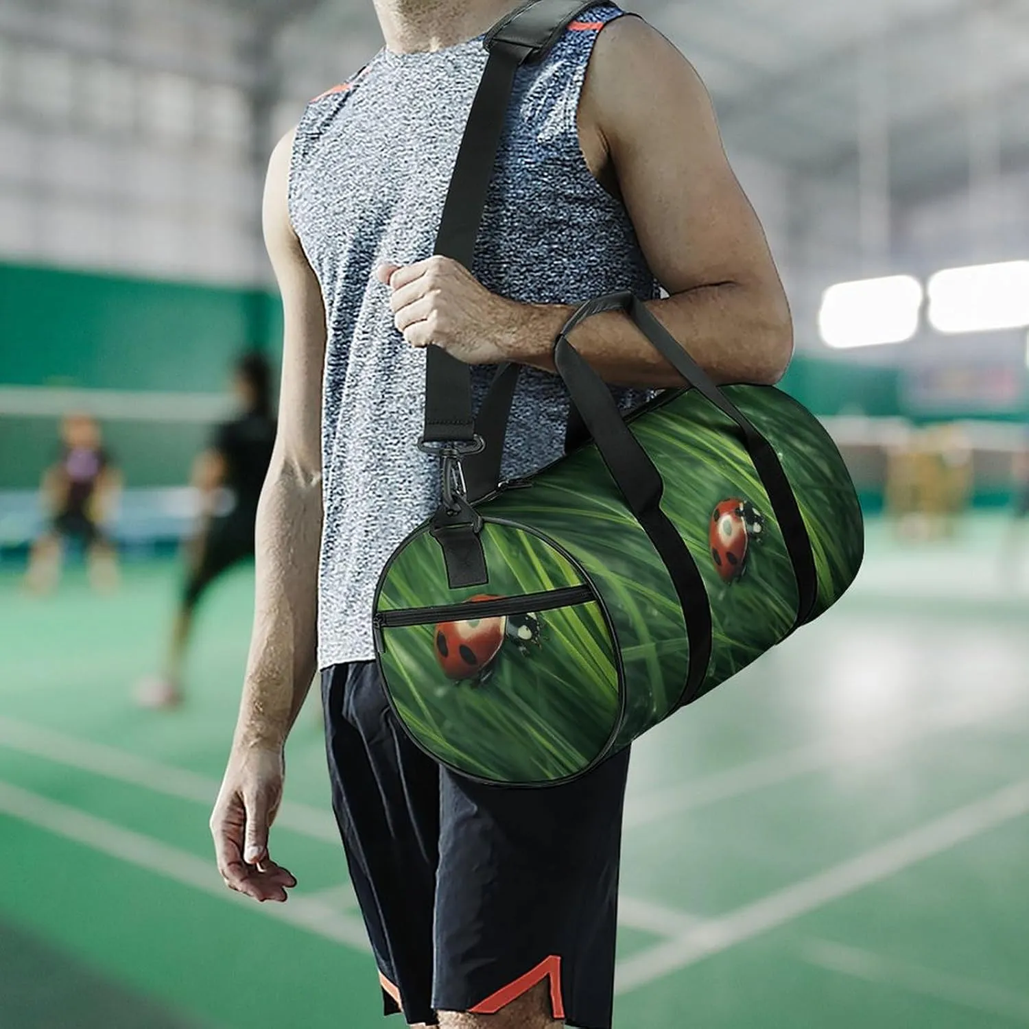 Sports Gym Bag for Women Men Travel Duffel Bag Tote Weekender Bag Insects in The Grass Carry on Overnight Bag for Travel Swimming Fitness Workout Sports Duffle Bag