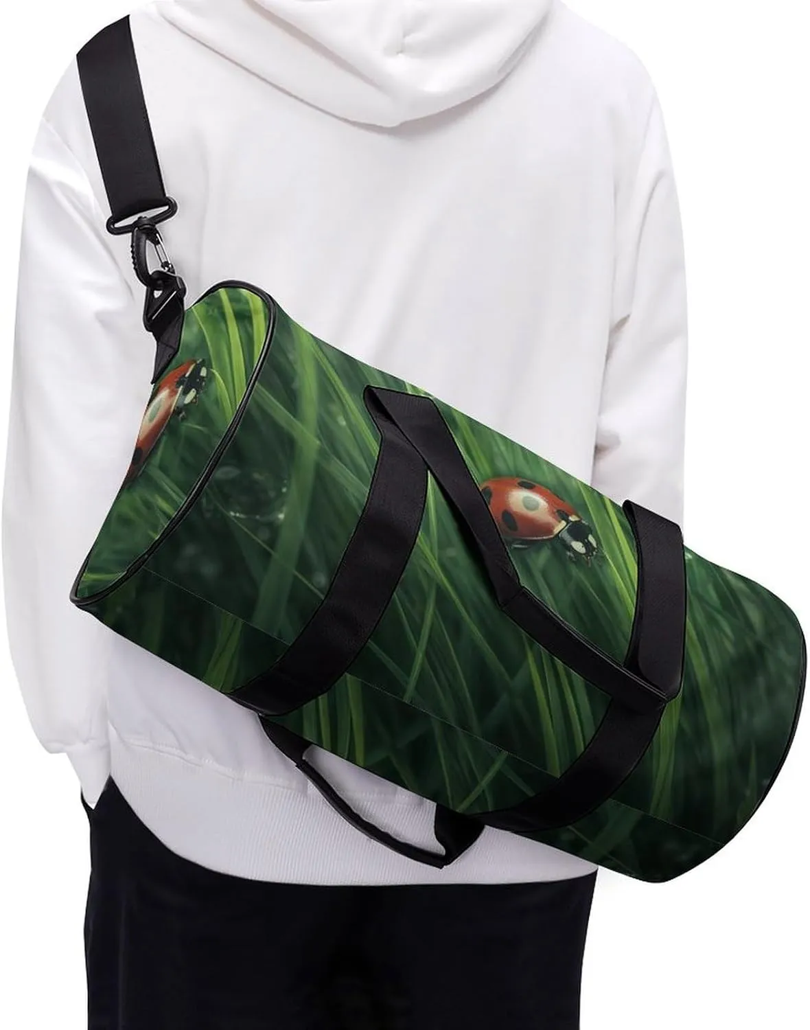 Sports Gym Bag for Women Men Travel Duffel Bag Tote Weekender Bag Insects in The Grass Carry on Overnight Bag for Travel Swimming Fitness Workout Sports Duffle Bag