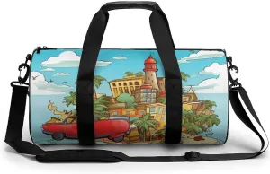 Sports Gym Bag for Women Men Travel Duffel Bag Tote Weekender Bag Island Of Cuba Carry on Overnight Bag for Travel Swimming Fitness Workout Sports Duffle Bag