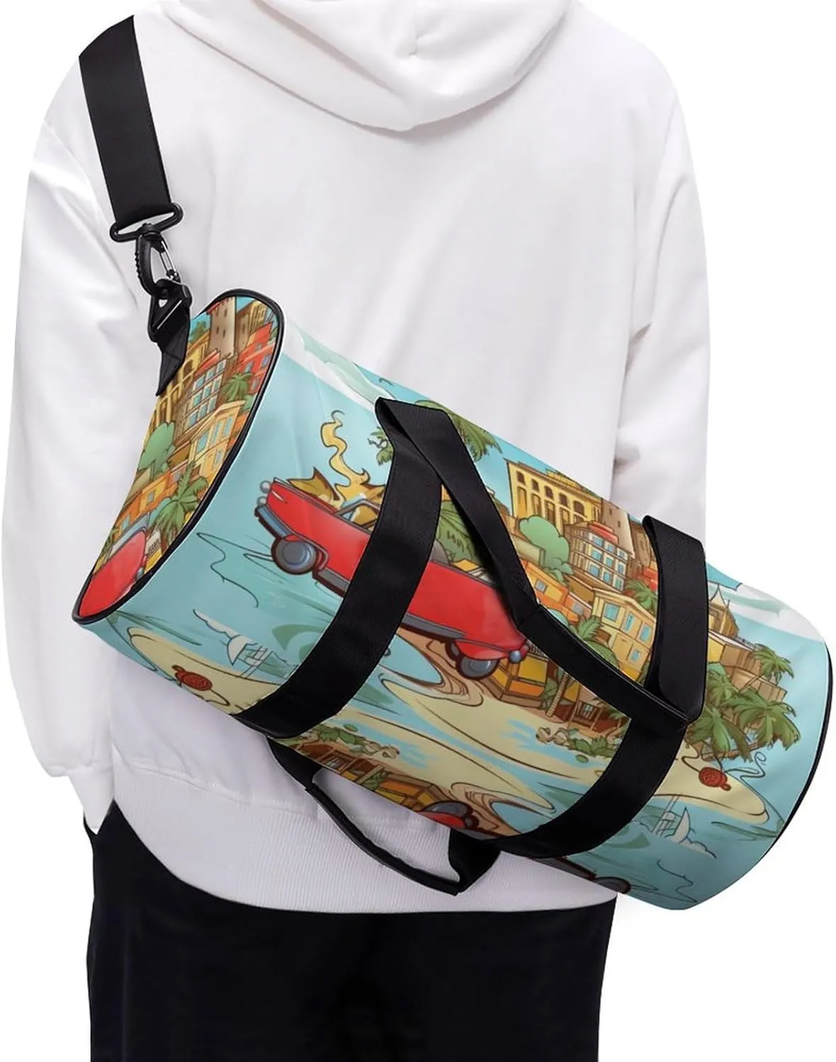 Sports Gym Bag for Women Men Travel Duffel Bag Tote Weekender Bag Island Of Cuba Carry on Overnight Bag for Travel Swimming Fitness Workout Sports Duffle Bag