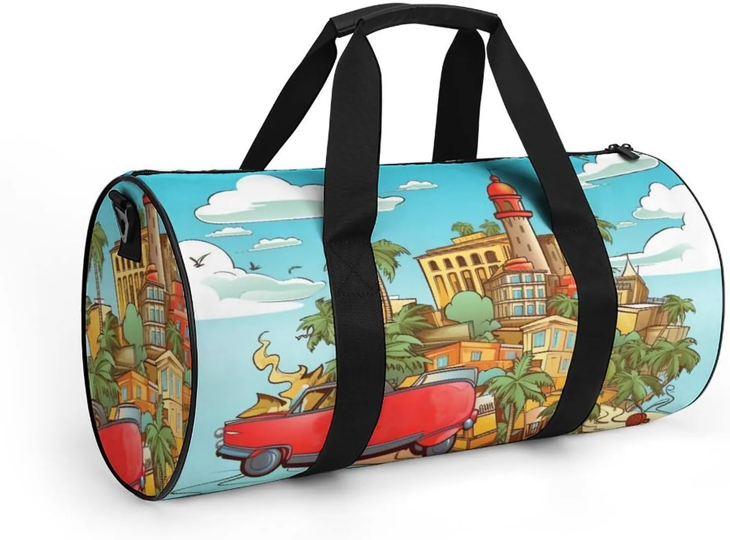 Sports Gym Bag for Women Men Travel Duffel Bag Tote Weekender Bag Island Of Cuba Carry on Overnight Bag for Travel Swimming Fitness Workout Sports Duffle Bag
