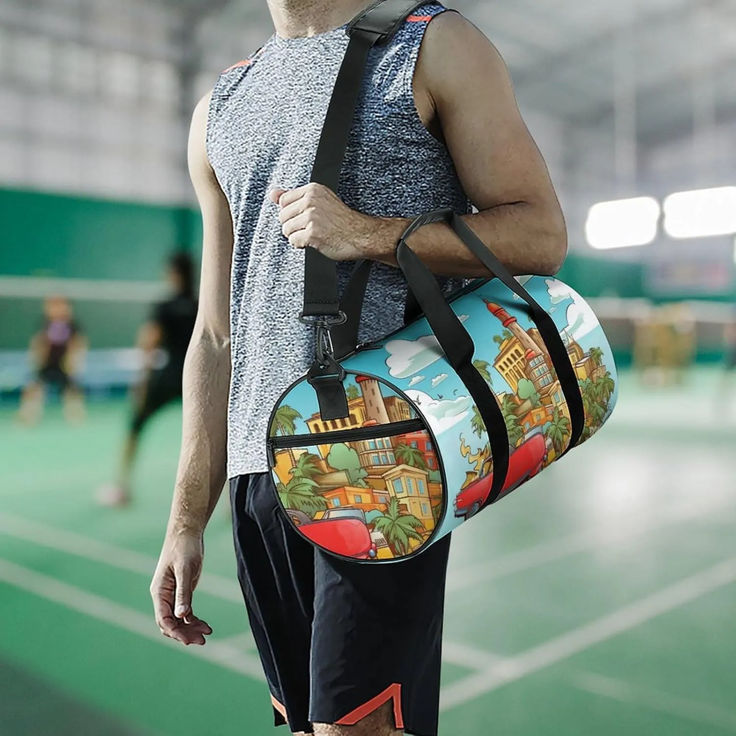 Sports Gym Bag for Women Men Travel Duffel Bag Tote Weekender Bag Island Of Cuba Carry on Overnight Bag for Travel Swimming Fitness Workout Sports Duffle Bag