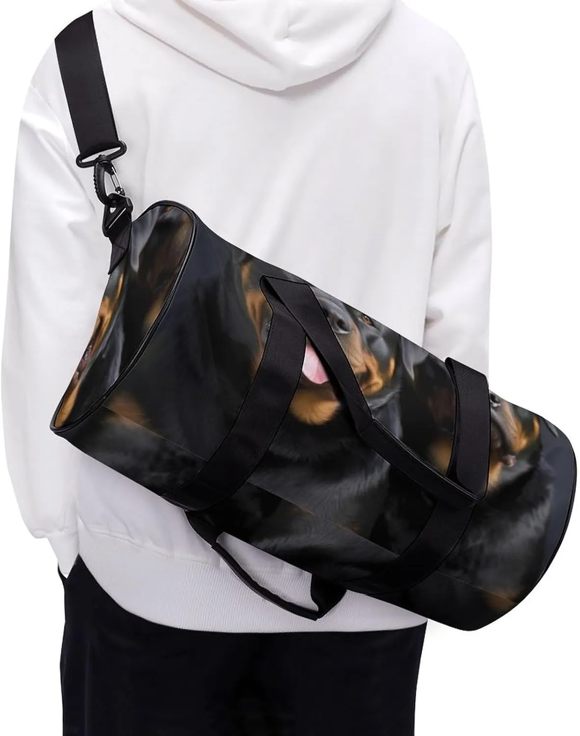 Sports Gym Bag for Women Men Travel Duffel Bag Tote Weekender Bag Rottweiler Wallpaper Carry on Overnight Bag for Travel Swimming Fitness Workout Sports Duffle Bag