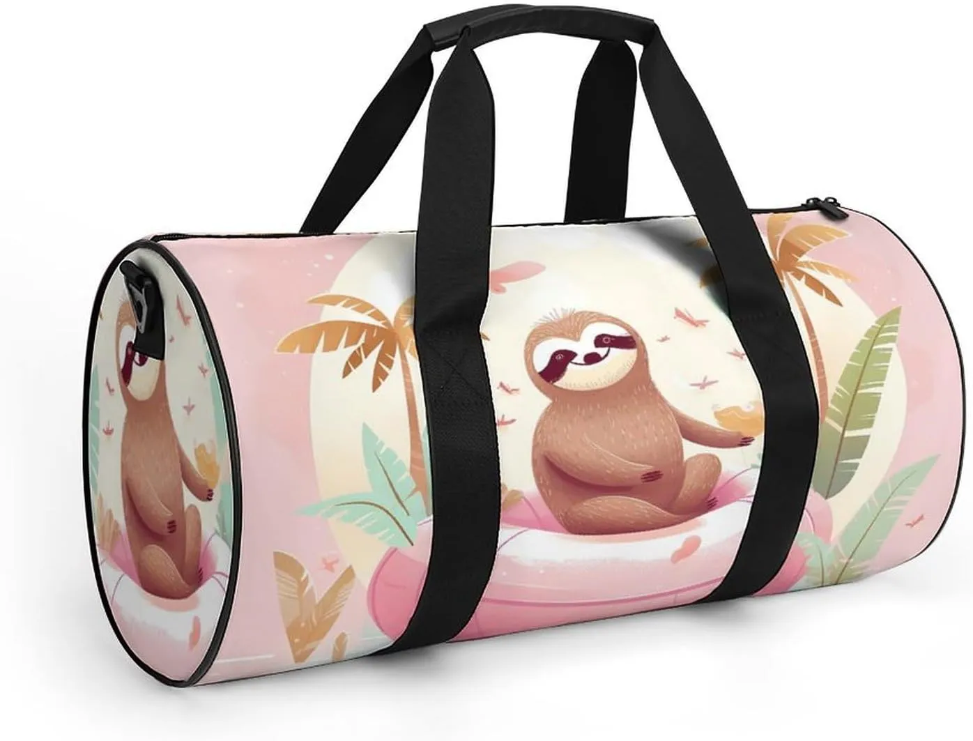 Sports Gym Bag for Women Men Travel Duffel Bag Tote Weekender Bag Sloth Flamingo Carry on Overnight Bag for Travel Swimming Fitness Workout Sports Duffle Bag