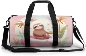 Sports Gym Bag for Women Men Travel Duffel Bag Tote Weekender Bag Sloth Flamingo Carry on Overnight Bag for Travel Swimming Fitness Workout Sports Duffle Bag