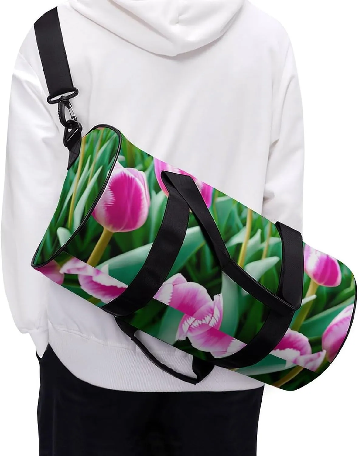 Sports Gym Bag for Women Men Travel Duffel Bag Tote Weekender Bag Spring Flower Carry on Overnight Bag for Travel Swimming Fitness Workout Sports Duffle Bag