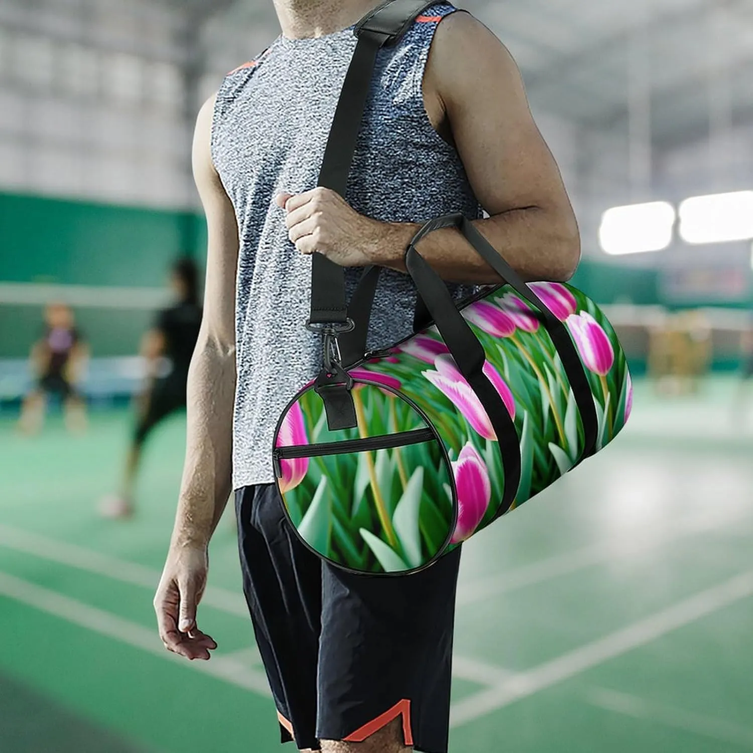 Sports Gym Bag for Women Men Travel Duffel Bag Tote Weekender Bag Spring Flower Carry on Overnight Bag for Travel Swimming Fitness Workout Sports Duffle Bag