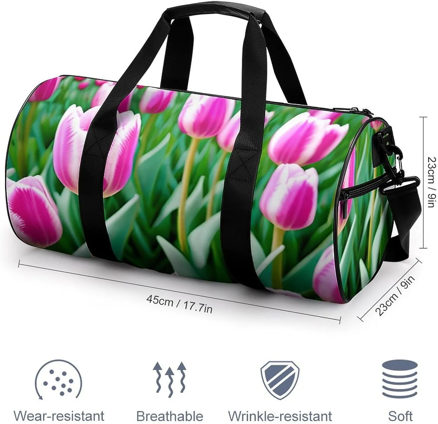 Sports Gym Bag for Women Men Travel Duffel Bag Tote Weekender Bag Spring Flower Carry on Overnight Bag for Travel Swimming Fitness Workout Sports Duffle Bag