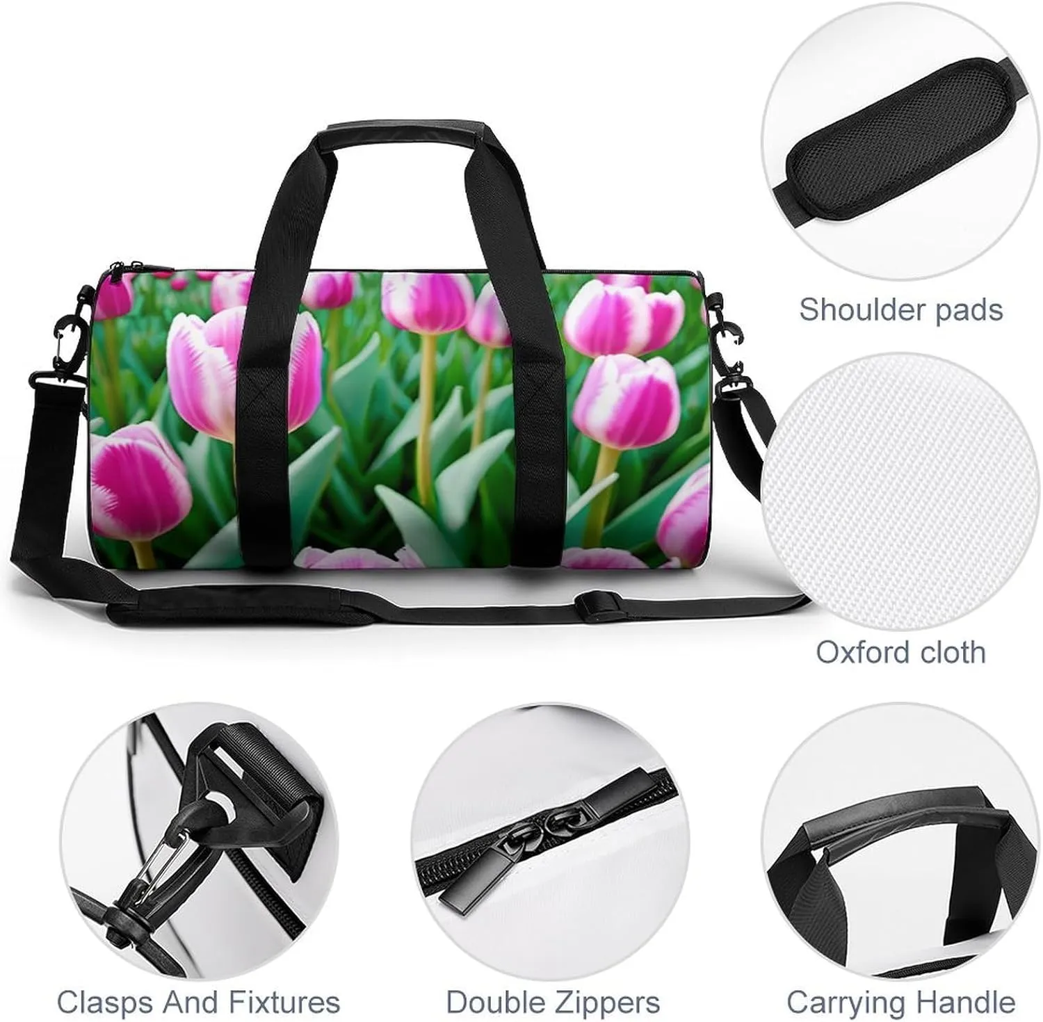 Sports Gym Bag for Women Men Travel Duffel Bag Tote Weekender Bag Spring Flower Carry on Overnight Bag for Travel Swimming Fitness Workout Sports Duffle Bag
