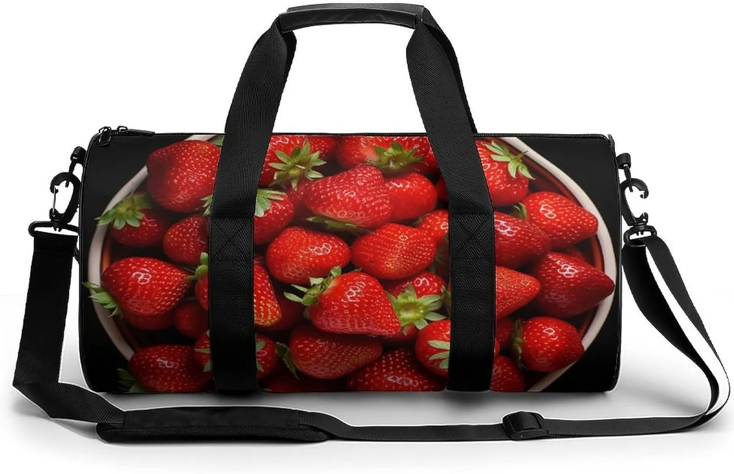 Sports Gym Bag for Women Men Travel Duffel Bag Tote Weekender Bag Strawberries in Bowl Carry on Overnight Bag for Travel Swimming Fitness Workout Sports Duffle Bag
