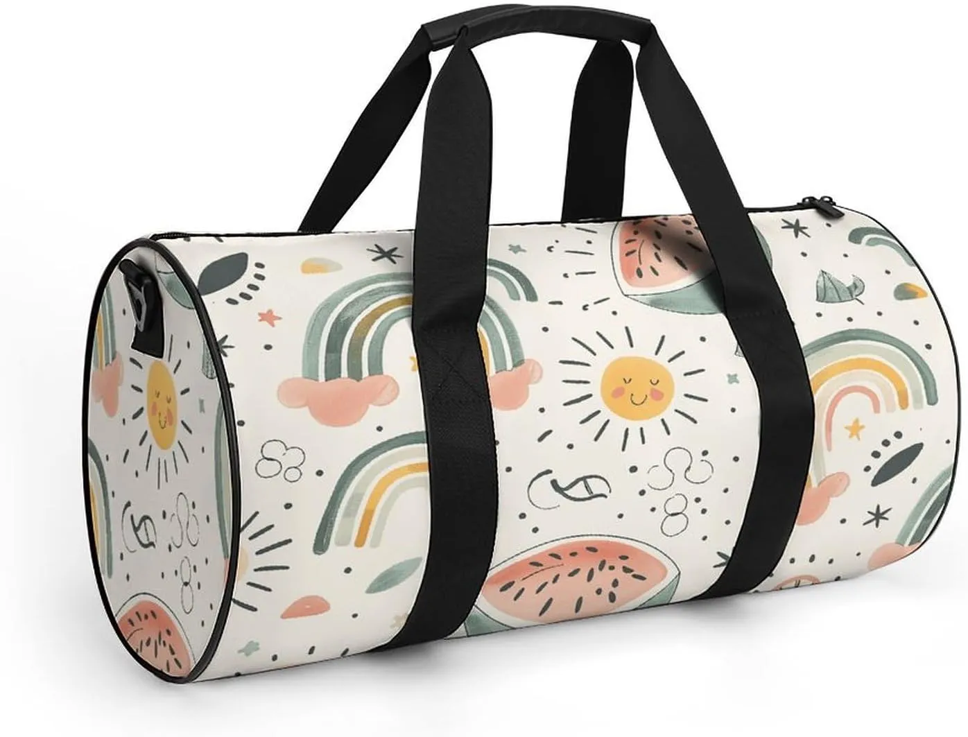 Sports Gym Bag for Women Men Travel Duffel Bag Watermelon And Rainbow Weekender Bag Canvas Carry on Overnight Bag for Travel Swimming Fitness Workout Sports Duffle Bag