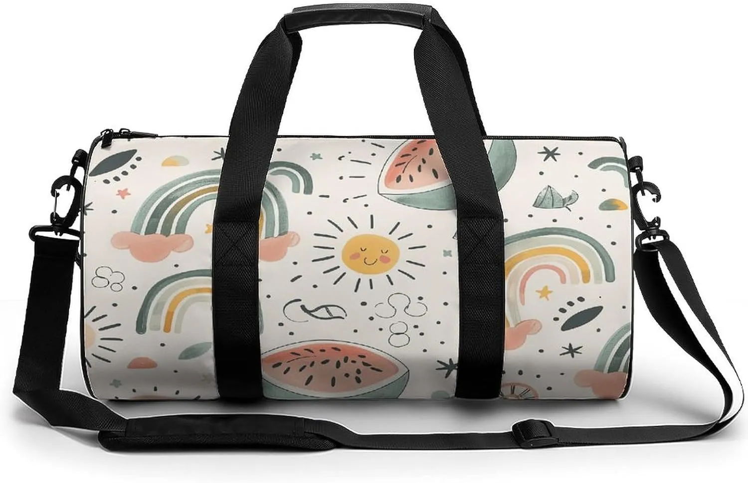 Sports Gym Bag for Women Men Travel Duffel Bag Watermelon And Rainbow Weekender Bag Canvas Carry on Overnight Bag for Travel Swimming Fitness Workout Sports Duffle Bag